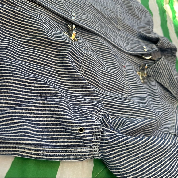 RALPH LAUREN fireman toggle closure chore coat in railroad stripe denim - Picture 6 of 10